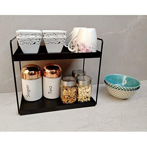 Cri8Hub Metal 2 Tier Standing Spice Rack, Bathroom Countertop Storage Shelf Organizer, Kitchen Organizer, Cabinet Tray For Dresser, Multipurpose Stand, (2 Tier Standing Multipurpose Rack)