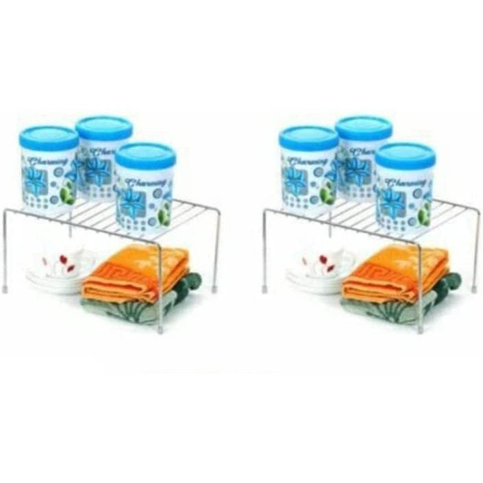 12For Collection 2Pcs Stainless Steel Kitchen Dish Rack Expandable Storage Shelves For Kitchen Cabinets Multipurpose Organizer Extend Up To 580 Mm , Free Standing, Tiered Shelf