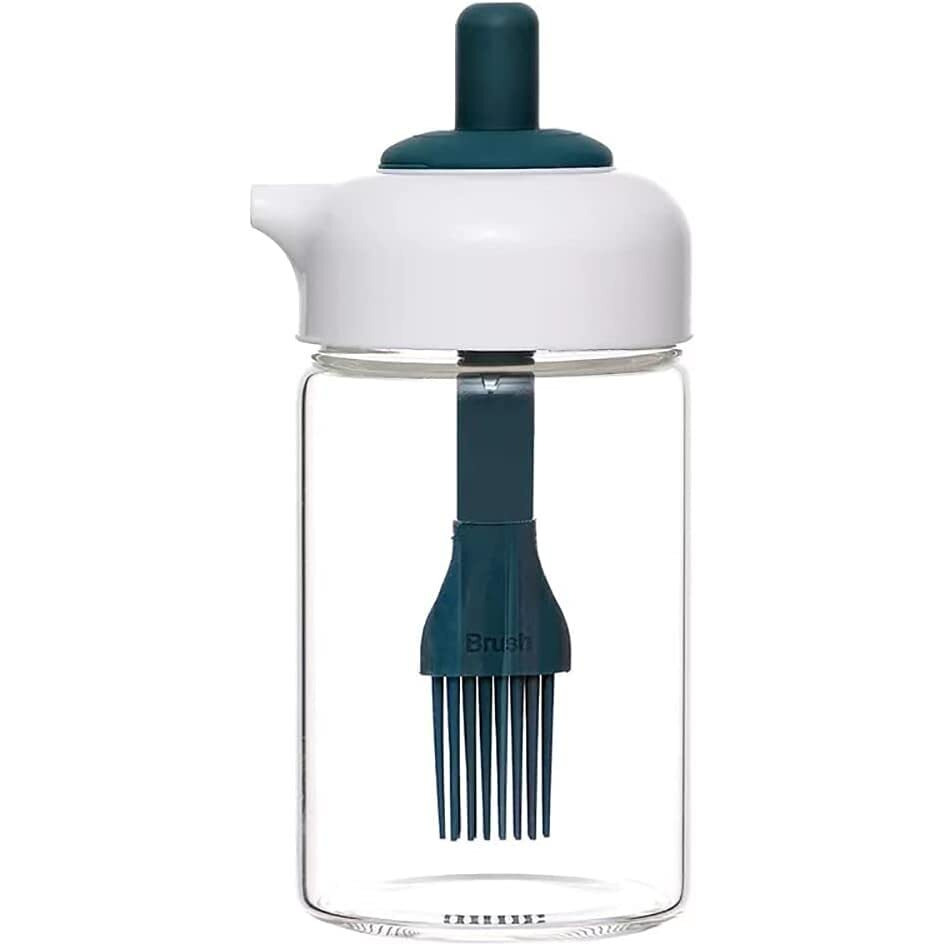 Kmils 230 Ml Oil Dispenser With Brush, Oil Containers For Kitchen, Oil Bottle For Kitchen, Oil Bottle With Brush, Oil Can For Cooking, Baking, Bbq, Marinating (Pack Of 1 Multi Colour) - Glass
