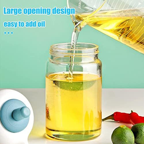 Kmils 230 Ml Oil Dispenser With Brush, Oil Containers For Kitchen, Oil Bottle For Kitchen, Oil Bottle With Brush, Oil Can For Cooking, Baking, Bbq, Marinating (Pack Of 1 Multi Colour) - Glass