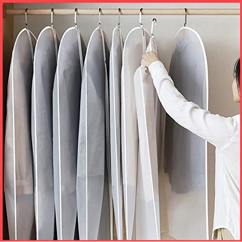 Wolpin 5 Pcs Coat Cover Set Men's Blazer/Saree Cover/Bag With Zipper Closure/Clothes Organiser/Dust-Proof Jacket/Dress For Wardrobe Large (60 X 100 Cm), Ethylene Vinyl Acetate