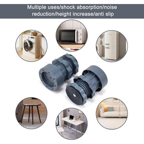 Morton Davies Washing Machine Vibration Pads, Floor Trays, Refrigerator Stand, Washing Machine Stand,Height Adjustment Feet For Refrigerators, Fridge Stands With Anti-Slip Rubber (4 Pcs Set)