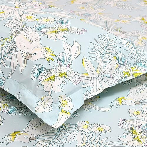 Haus & Kinder Double King Flat Bedsheet With 2 Pillow Covers, King Size For Double Bed Sheet, 100% Cotton Flat King Size Bedsheets, 144 Tc, Tropical Bird