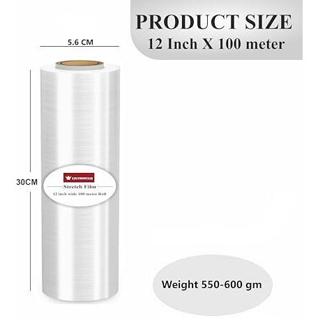 Cintrotech Biodegradable Wrapping Roll For Packing Material,12 Inch (300 Mm), 100 Meter Length, Pack Of 2, White
