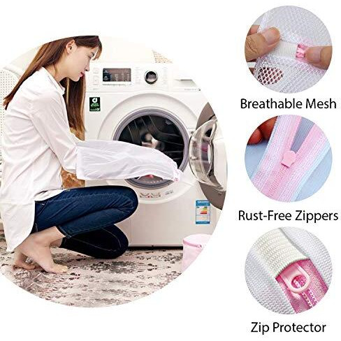 Zollyss Mesh Laundry Clothes Washing Bag, Pack Of 3, White