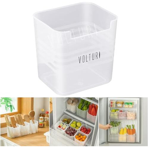 Volturi Fridge Storage Containers (Pack Of 6) - Multipurpose Space-Saving Organizer For Refrigerator Side Door, Kitchen, Fruits, Vegetables
