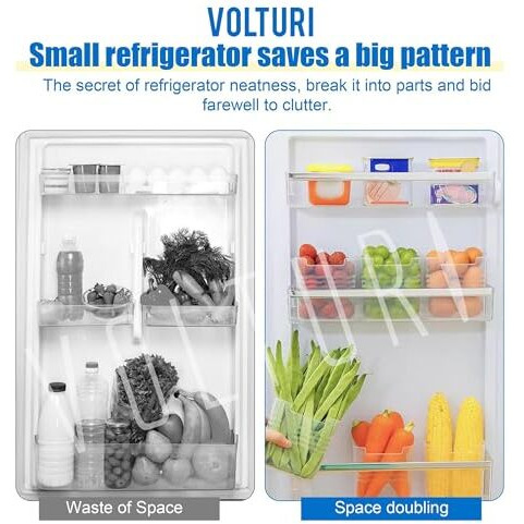 Volturi Fridge Storage Containers (Pack Of 6) - Multipurpose Space-Saving Organizer For Refrigerator Side Door, Kitchen, Fruits, Vegetables