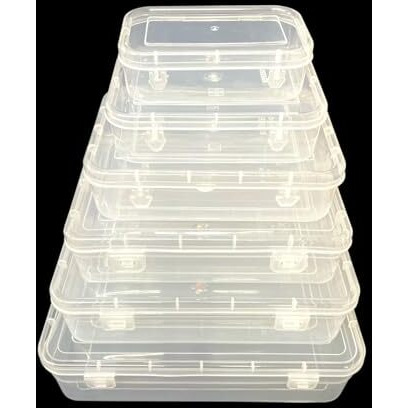 Urbaa Small Storage Boxes Container With Lock Lid,Jewellery Case Organiser(Purepack234567), (Size No. -2,3,4,5,6,7) Set Of 6 Boxes