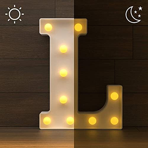 Satyam Kraft 1 Pcs Marquee Alphabet Letter Led Light | Decorative Name Lamp For Home, Bedroom, Wedding, Birthday, Anniversary & Romantic Gift And Night And Wall Lamp (L, Big)