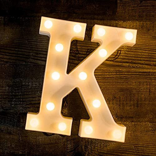 Satyam Kraft 1 Pcs Marquee Alphabet Letter Led Light | Decorative Name Lamp For Home, Bedroom, Wedding, Birthday, Anniversary & Romantic Gift And Night And Wall Lamp (K, Big)