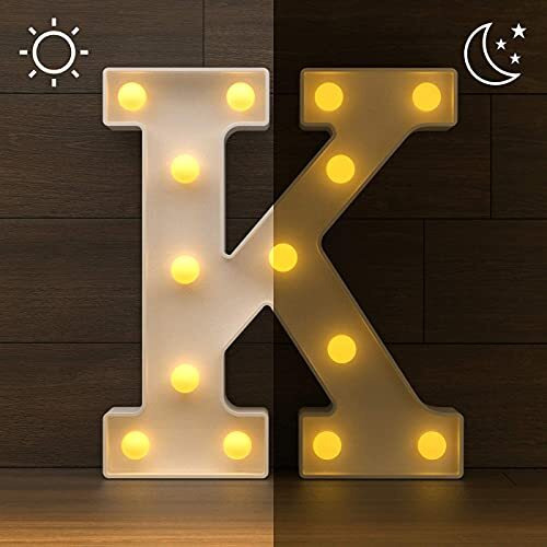 Satyam Kraft 1 Pcs Marquee Alphabet Letter Led Light | Decorative Name Lamp For Home, Bedroom, Wedding, Birthday, Anniversary & Romantic Gift And Night And Wall Lamp (K, Big)