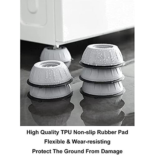 Nirency Washing Machine Stand - Anti Vibration And Non Slip Pads, Foot Pad Rubber, Shock Absorber