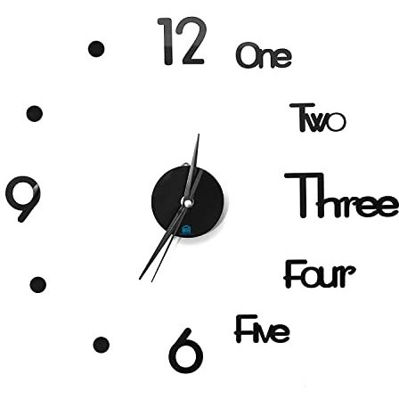 About Space Wall Sticker Clock - Diy 3D Adhesive Sticker, Non-Ticking, Frameless, Plastic Eva Analog Watch With Adjustable Sizes (25 Cm - 50 Cm) For Livingroom, Bedroom, Office Decor,Home Gift, Black