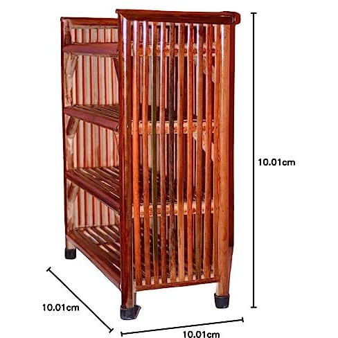 Cane Crafts 4 Tier Bamboo Wooden Shoe Racks Slipper Stand Chappal Storage Organizer Multi-Purpose Rack For Storage Entryway Shelf Organizer For Home And Kitchen