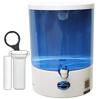 Aquaultra Dolphin 5 Stage Purification 9 Liter Ro + Active Copper + B12 Alkaline Water Purifier Filter For Home Office White And Blue