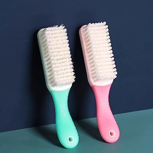 Wolpin Polypropylene Bathroom Cleaning Brush (Pack Of 2) Shoe Brush Multipurpose Washbasin Brush Sliding Door Cleaning With Grip Handle, Pink & Green