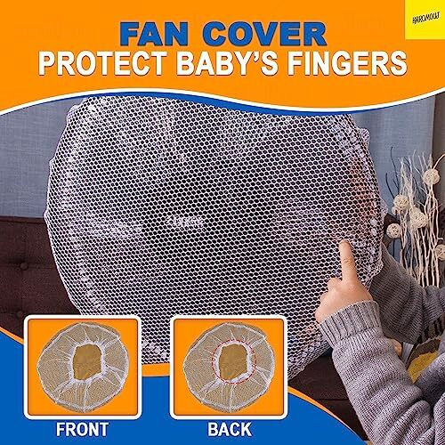 Karomouj Kma345 Kids Finger Protector Fan Cover | Table Fan Safety Cover With Dustproof Mesh Washable Fan Cover For Pedestal Fan Standing Fan Table Fan (Free Size White Pack Of 1)