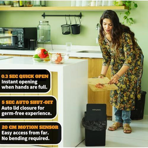 Instacuppa Automatic Touchless Motion Sensor Dustbin  Quick Open, Soft Close Lid, Ipx5 Waterproof, Sleek Design For Kitchens, Bathrooms & Bedrooms  Ideal For Busy Moms, 9 Liters Capacity