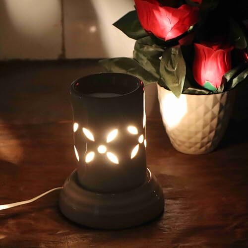 Pure Source India Ceramic Oil Diffuser Electric Small (4.5 Inch, Ivory White)
