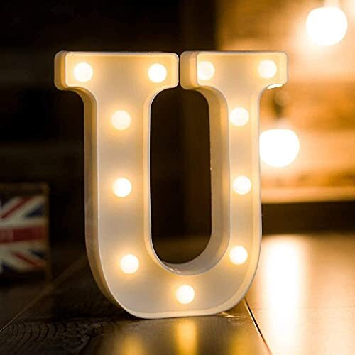 Satyam Kraft 1 Pcs Marquee Alphabet Letter Led Light | Decorative Name Lamp For Home, Bedroom, Wedding, Birthday, Anniversary & Romantic Gift And Night & Wall Lamp () (U, Big)