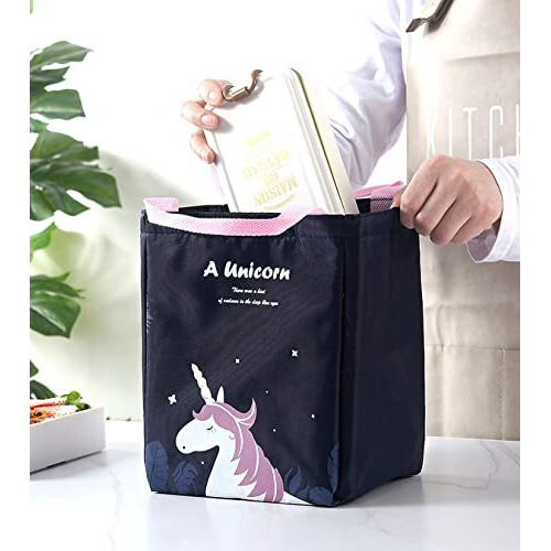 Wolpin Blue Lunch Bags For Office Women, Men, Kids Insulated Travel Box/Tiffin/Storage Bag, College & School (Unicorn Blue, Polyester)