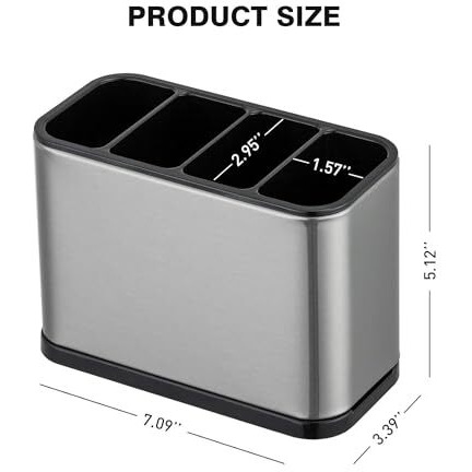Lupro Stainless Steel Kitchen Countertop Holder For Spoons, Forks, Butterknife, Knife, Spatula | 15L X 10W X 10H Centimeters | Silver