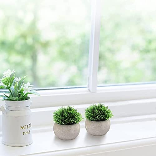 Dekorly 2 Pcs Fake Plants For Bathroom/Home Office Decor, Small Artificial Faux Greenery For House Decorations (Potted Plants)
