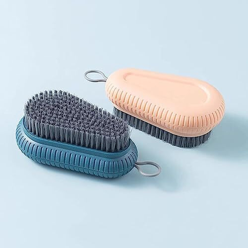 Wolpin Acrylonitrile Butadiene Styrene 1 Pc Clothes Cleaning Brush Multipurpose Bathroom Cleaning Sink Brush, Shoe Brush (Blue/Pink)