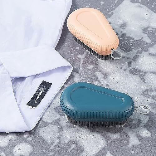 Wolpin Acrylonitrile Butadiene Styrene 1 Pc Clothes Cleaning Brush Multipurpose Bathroom Cleaning Sink Brush, Shoe Brush (Blue/Pink)