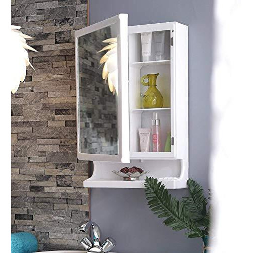 Parasnath New Look Modern Bathroom Cabinet With Mirror, White Colour Crafted From Premium Plastic Multi-Level Storage And Hidden Toothbrush Holder, 6 Year Manufacturer Warranty-Made In India