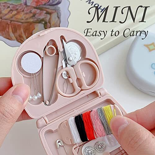 Rianz Mini Travel Sew Kit Beginner Mini Sewing Box Pocket Folding Sewing Kit, With Sewing Needle, Thread, Cutton, Pin, Scissors, Clip, Needle Threader - 1 Pc