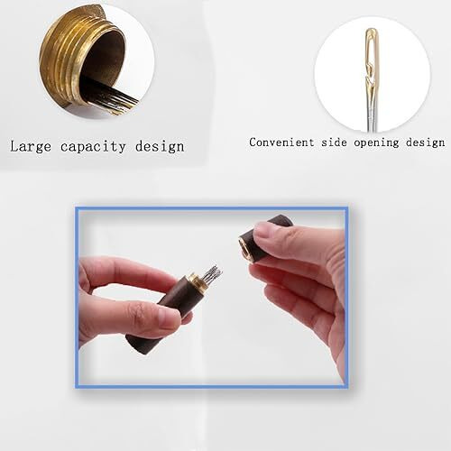 Gozaqe Self Threading Needles 30Pcs With Wooden Case - Multiple Sizes For Quilting, Embroidery, Hand Sewing