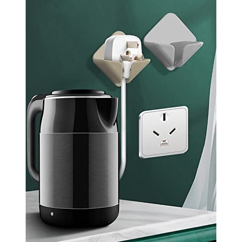 Wolpin Self Adhesive Wall Hooks Power Plug Socket Holder, Pvc Waterproof Adhesive Sticky Hooks | Multipurpose Home Organizer (Multicolor, Pack Of 4 Pcs)