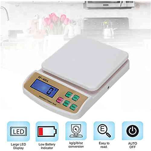 Dr. Care Electronic Kitchen Digital Weighing Scale With Tare Function (10 Kg-Sf 400A) Maximum Weight Capacity 10 Kg, Color White