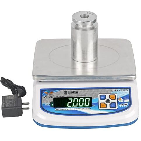 Gvc High Accuracy 30Kg Counter Rechargeable Weight Machine With Stainless Steel Top With 2 Days Battery Backup - Upto 1 Year Warranty For Shop, Market, Home, Resturant, Kitchen Weighing Scale