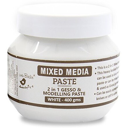 Little Birdie-Mixed Media Paste 2 In 1 -White 400Gm | Versatile Gesso & Modelling Paste For Multi-Surface Priming, Creating Textures | Non Toxic And Easy Application