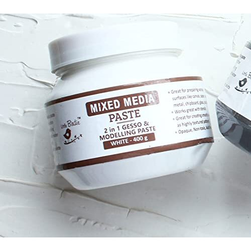 Little Birdie-Mixed Media Paste 2 In 1 -White 400Gm | Versatile Gesso & Modelling Paste For Multi-Surface Priming, Creating Textures | Non Toxic And Easy Application