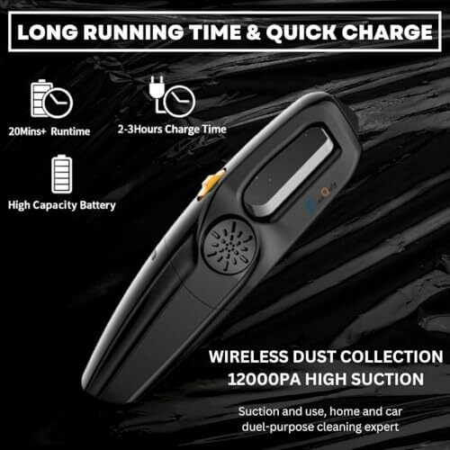 Gaxquly Cordless Vacuum For Home And Car 800W For Dry Vacuuming With Usb Rechargeable Wireless Option (Moonblack)