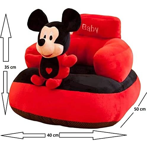 Homescape Baby Soft Plush Cushion Sofa Seat Or Rocking Chair For Kids (Use For Baby 0 To 2 Years, Red And Black