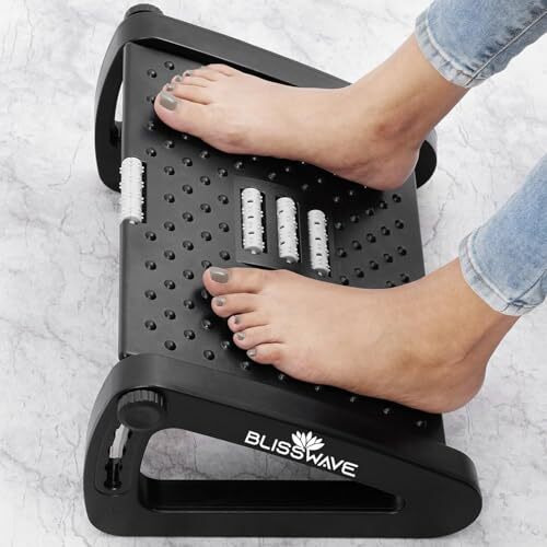 Blisswave Adjustable Foot Rest For Office Chair With Acupressure Points And Roller | Ergonomic Footrest For Office Desk With 6 Heights | Foot Rest Under Table | Foot Stool For Home, Office Table, And Sofa (Blisswave, Unbreakable, Non-Slip Legs)