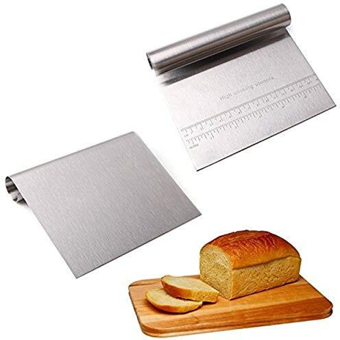 Zollyss Bench Scraper Chopper Steel Kitchen Food Scraper Icing Smoother Blade With Scale Cutting Knife