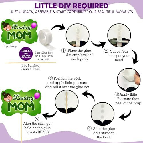 Zyozique 20 Pcs Baby Shower Props For Photoshoot, Photo Booth, Decorations Sticks Attached For Mom To Be Shoot, Maternity Shoot