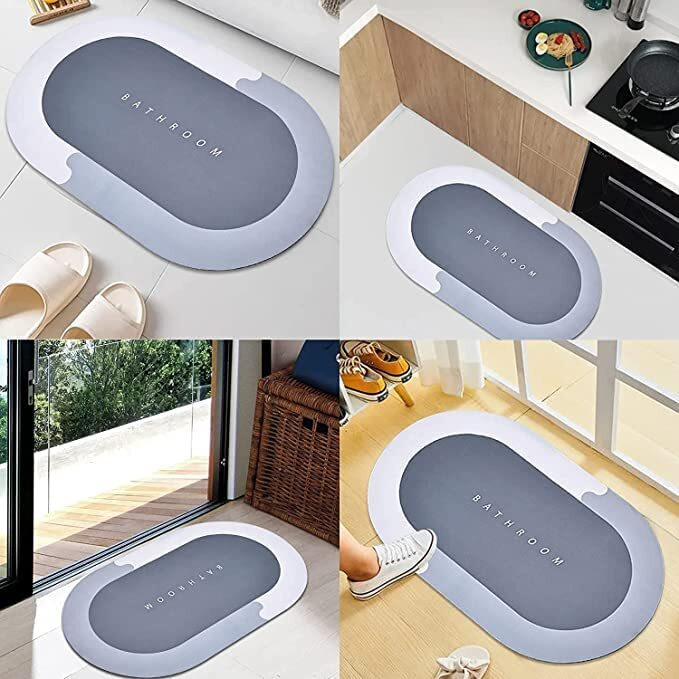 Kintota Rubber Bathroom, Oval Door Mat, Floor, Bath Mat, Carpet | Non Slip Mat For Bathroom Cushion, Super Absorbent Soft Carpet, Quick Dry Dirt Barrier For Home, Office, (40X60Cm), Multicolour