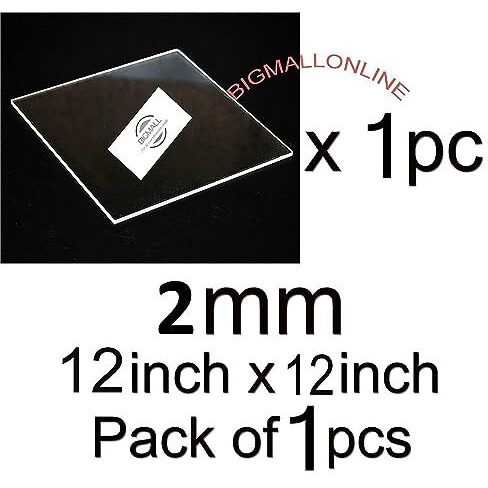 Bigimall Acrylic Sheet 2 Mm Clear Transparent Plexiglass (12 X 12 Inch) - Transparent