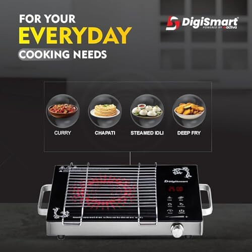 Digismart Emerald Induction 2500 Watts Stove Auto-Off Safety Works With All Cookware, Glass Top Design, Soft Touch Controls Come With 1 Year Warranty (Black)