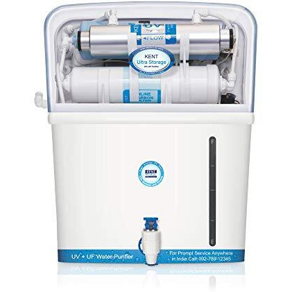 Kent Ultra Storage Uv Water Purifier (11042) | Uv+Uf Water Purification | Wall Mountable | 8L Storage | 60 L/Hr Output | White