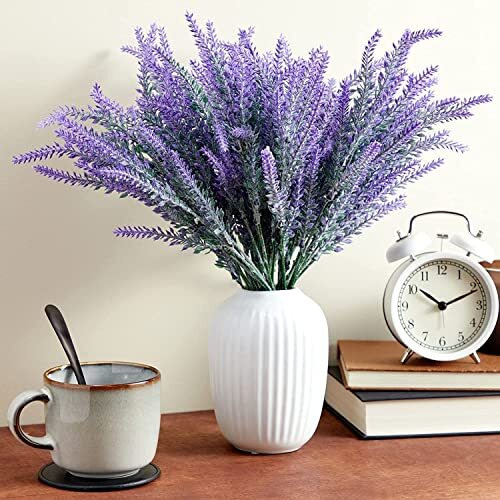 Tied Ribbons Set Of 4 Artificial Lavender Flowers Plant (Lavender,32 Cm) For Vase Pot Home Dcor Items For Living Room Balcony Kitchen Bedroom Office Decoration (Pot Not Included) - Polyester