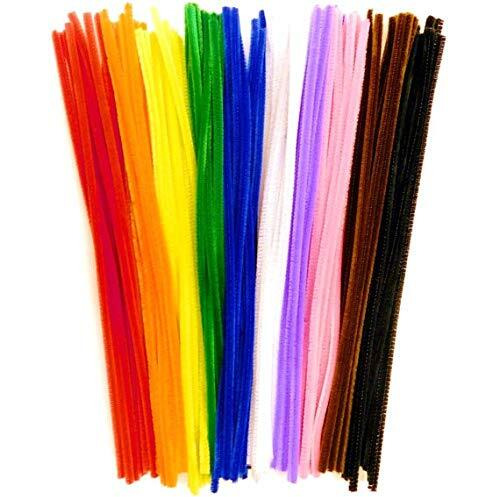Vibhuti Crafts 100 Pipe Cleaners - Flexible Wired Fibre - 12 Inch - Multicolor Assortment For Art, Jewelry Making - Diy Supplies