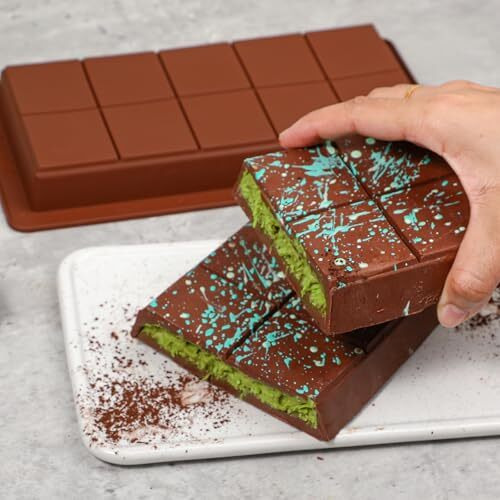Webake Deep Chocolate Bar Molds 2 Pack, Large And Thick Silicone Chocolate Bar Molds For Stuffed Bar, Big Chocolate Candy Bar Mold For Filling Knafeh Pistachio Chocolate Bar