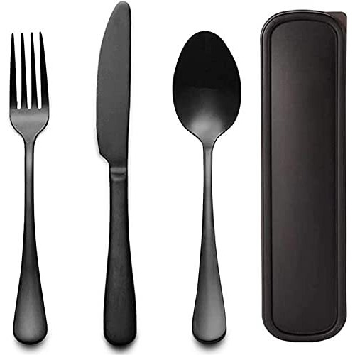 Linist Portable Utensils Set With Case, Reusable Stainless Steel Cutlery Set, Healthy & Eco-Friendly 3 Pcs Knife,Fork,Spoon Cutlery, Ideal For Travel Camping, Office